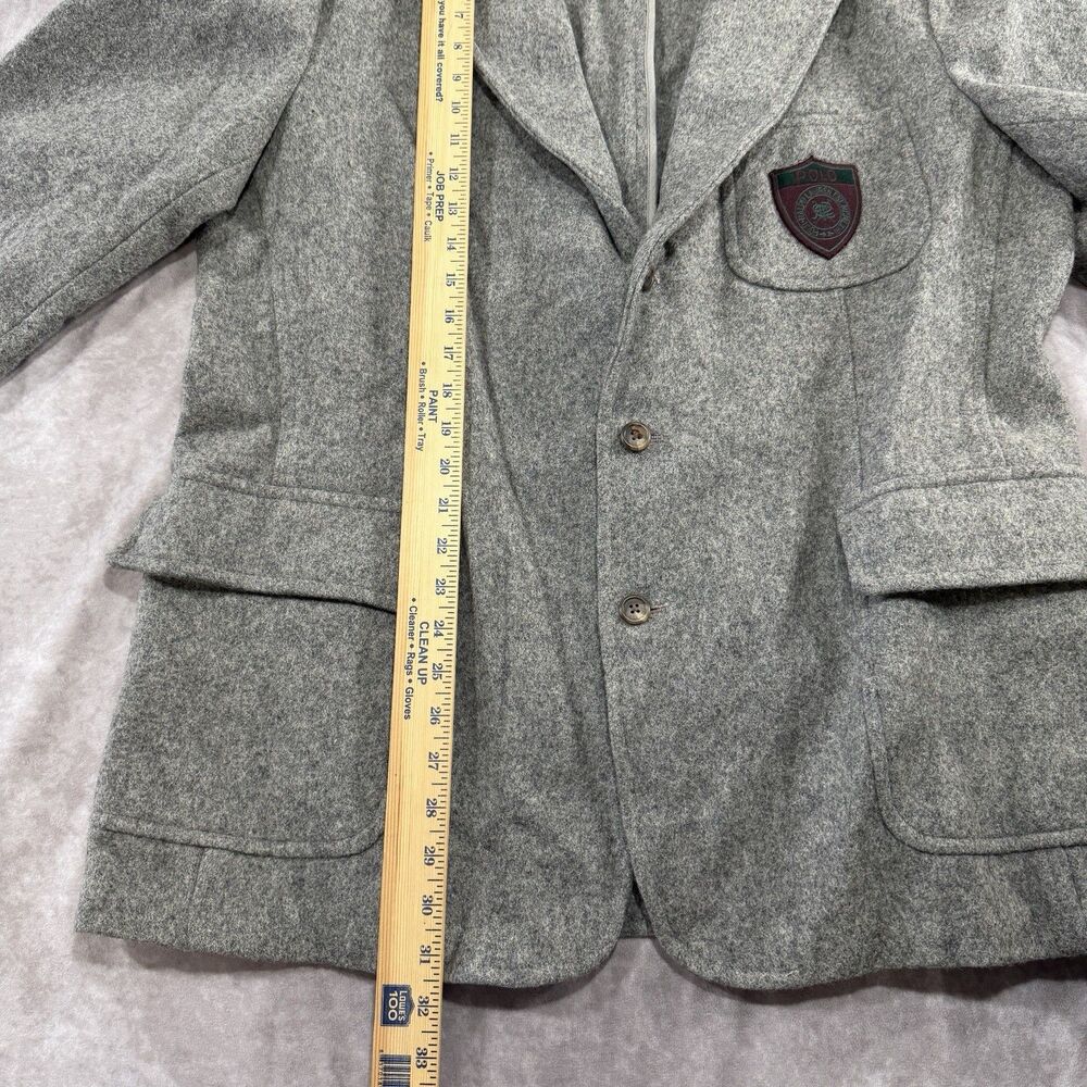 VTG 80s Polo Ralph Lauren Gray Wool Prep Crest Sportcoat Blazer Jacket L USA - Picture 5 of 16